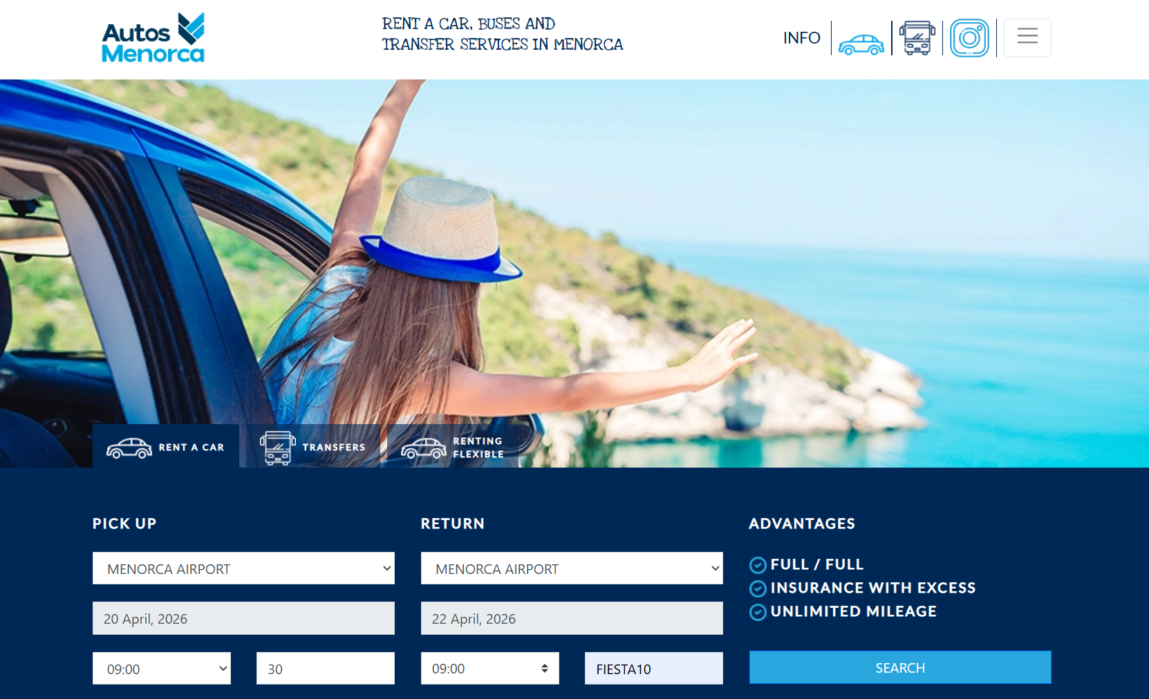 Autos Menorca booking page