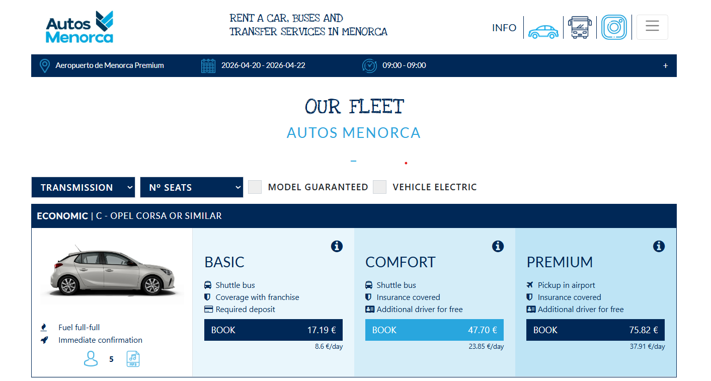 Select car and package