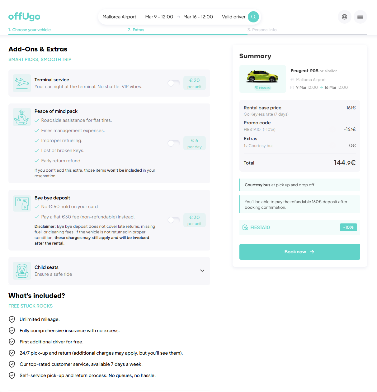 Extras and promo code