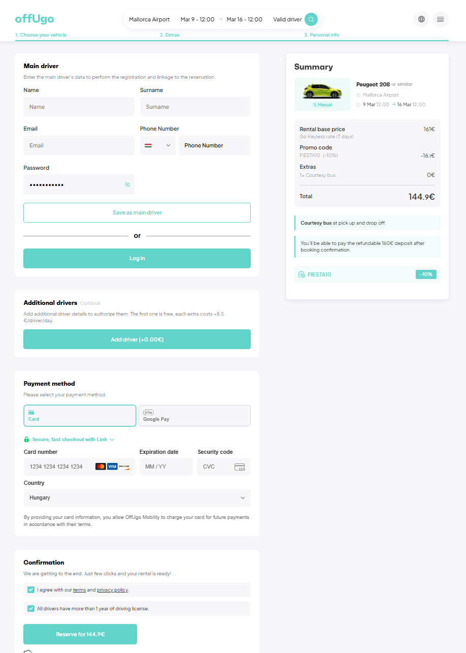 Registration and payment