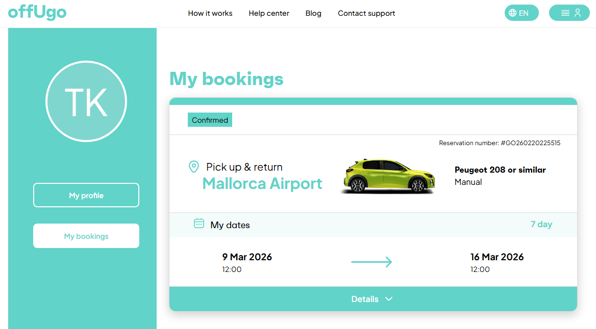 OffUgo – Booking details