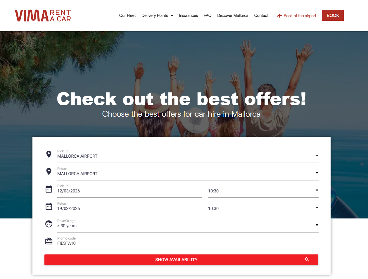 Vima booking page
